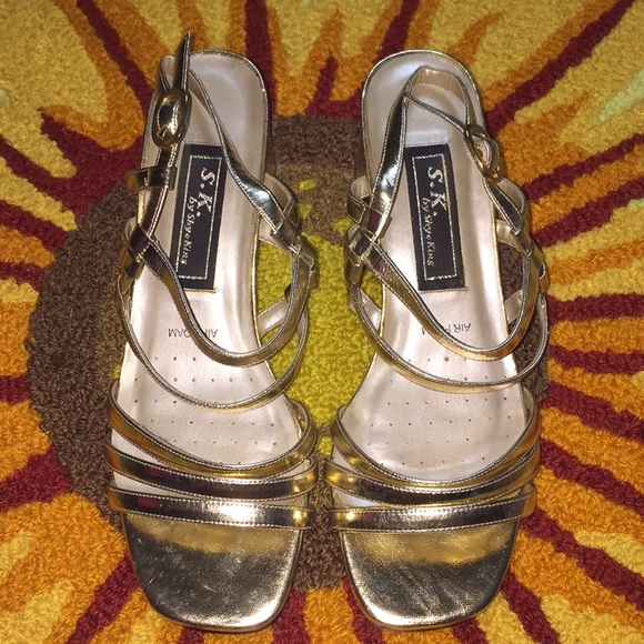 Gold Strappy Heels - Fine Leather! - Picture 1 of 5